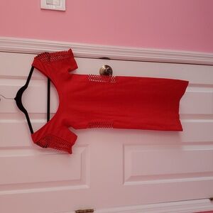 Bebe Red short sleeve bandage Mini Dress